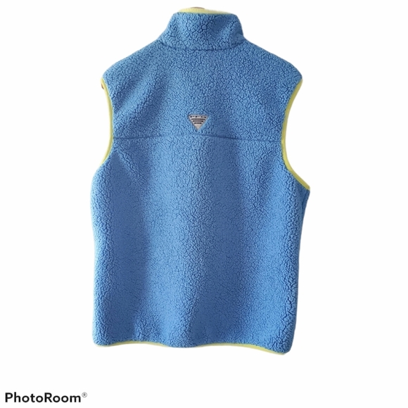 Columbia PFG Blue and Green Fleece Vest Size Med - Picture 2 of 7
